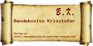 Bendekovits Krisztofer névjegykártya